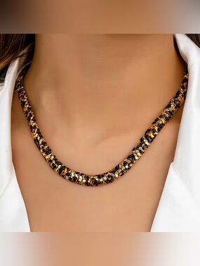 NEW! Sexy Leopard Necklace 🐆 Gold and Black Chain Link Necklace. (A1-53)